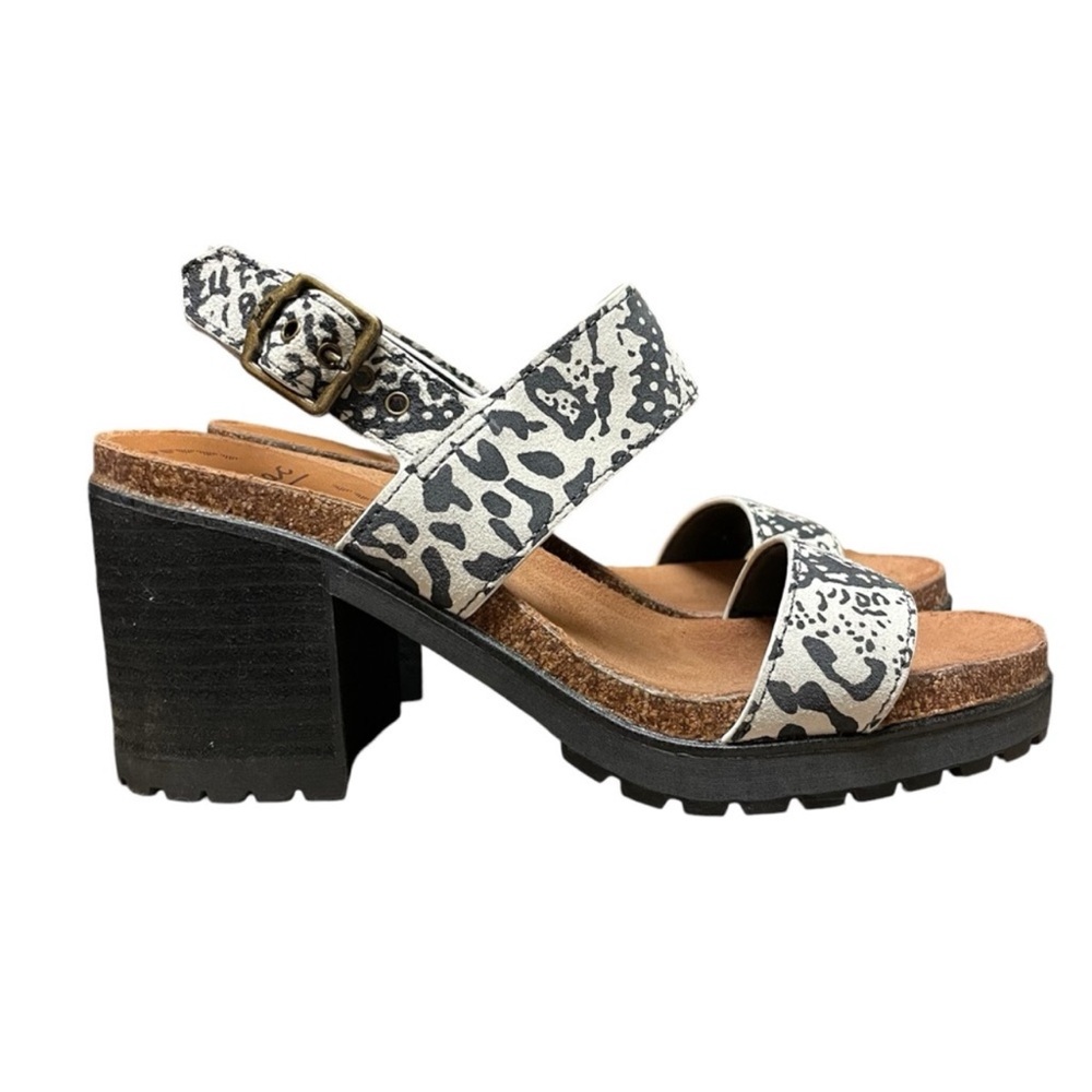 ZODIAC Women's Lola Black Animal Print Suede Slingback Block Heel Sandals Size 7